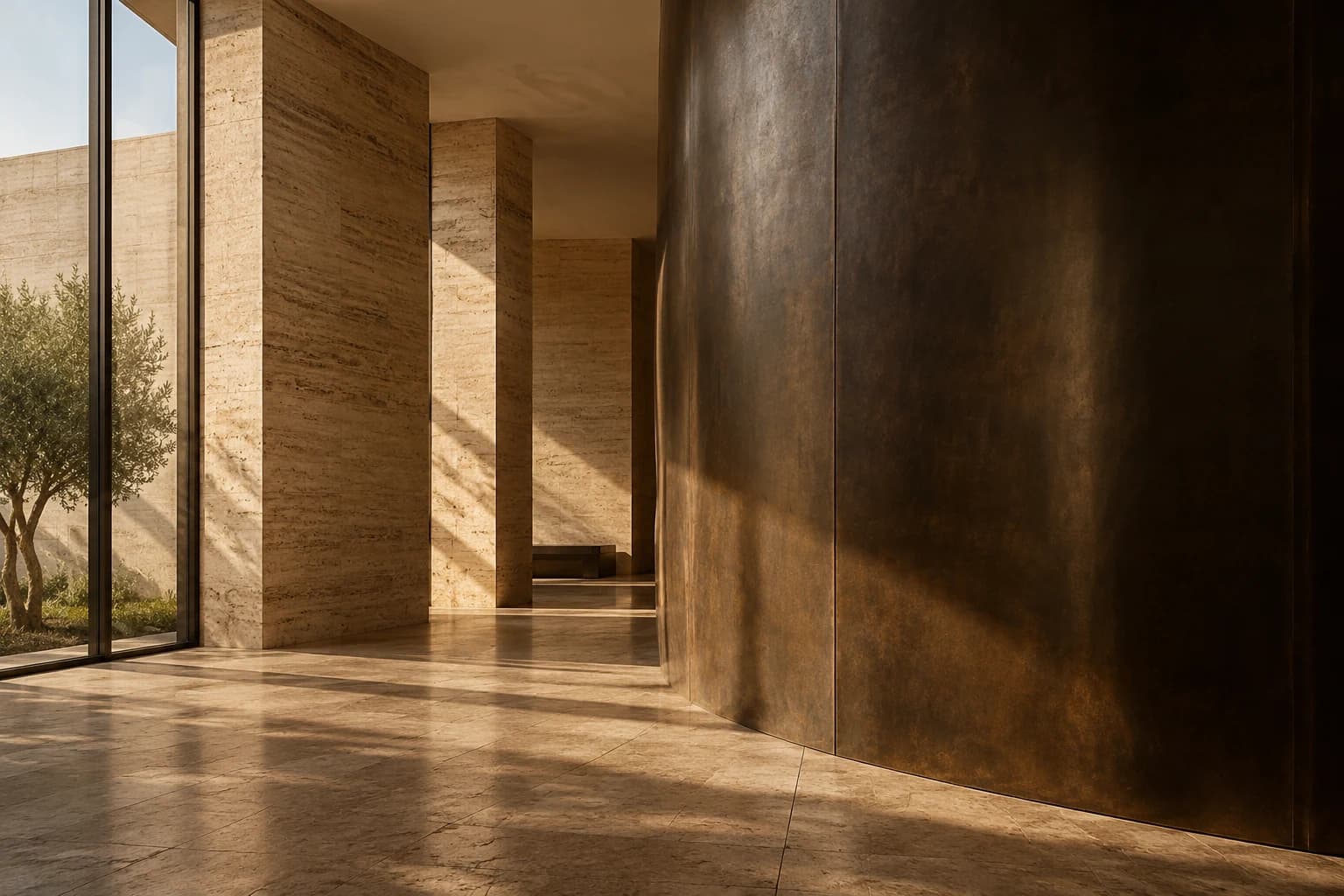 Detalhe de luz e textura na composição arquitetônica
